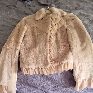 Women's Tan Faux Fur Jacket